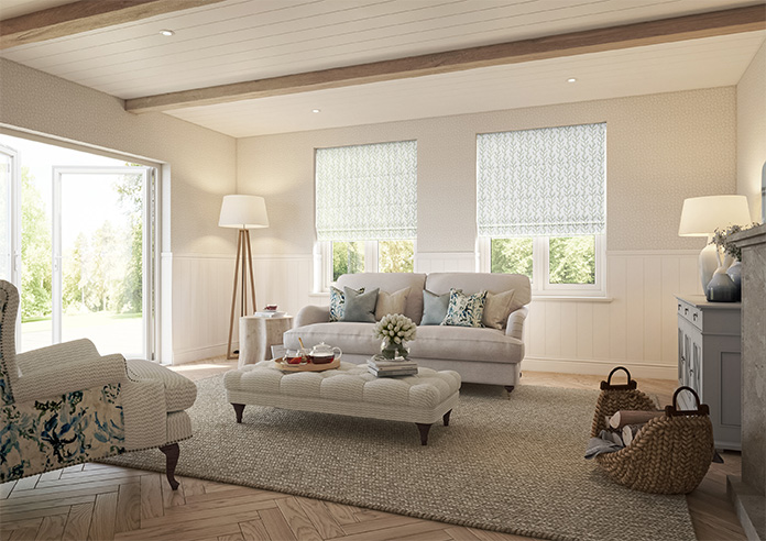 Boughton Faux Silk, Blue - Motorised Roman Blind - Image 6